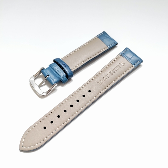 New Blue Genuine Leather Croc. Watch Strap (The Heritage Collection) - Picture 2 of 4